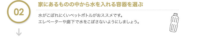 家にあるものの中から水を入れる容器を選ぶ