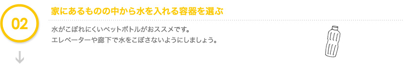 家にあるものの中から水を入れる容器を選ぶ