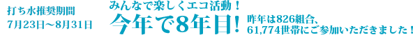 みんなで楽しくエコ活動！ 打ち水推奨期間 7月23日〜8月31日