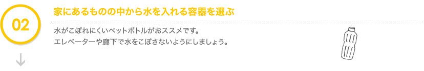 家にあるものの中から水を入れる容器を選ぶ