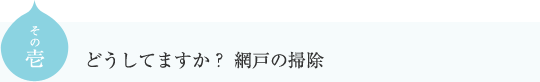 その壱
どうしてますか？ 網戸の掃除